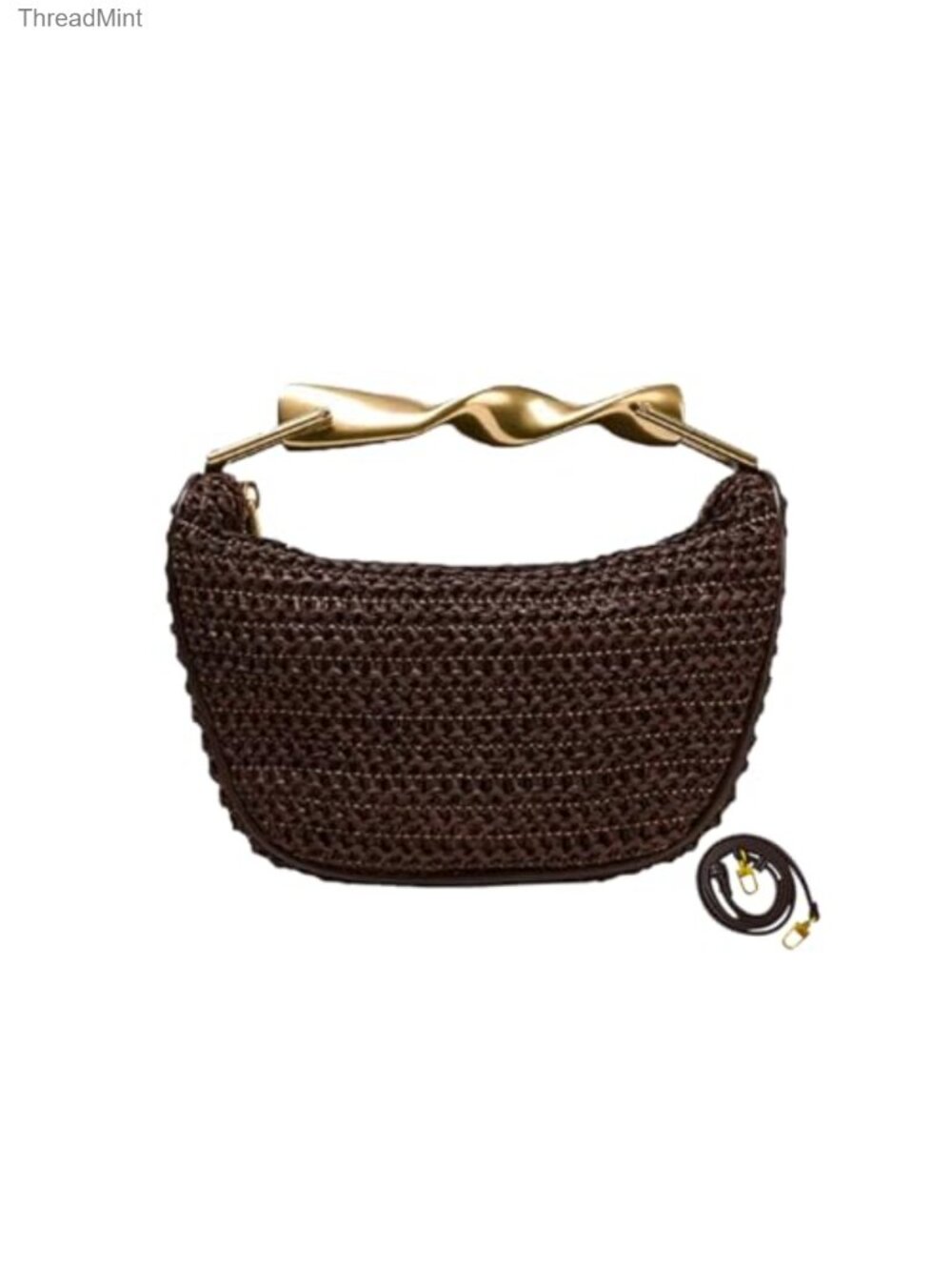 Mini Straw Crossbody Bag Women Woven Satchel Purse Chain Strap Summer Beach